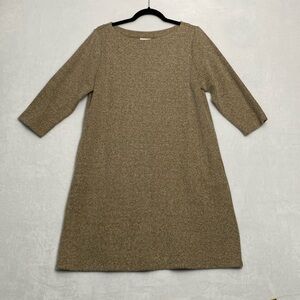 J Jill Dress Pullover 3/4 Sleeve V- Neck Medium Petite Brown lagenlook tunic